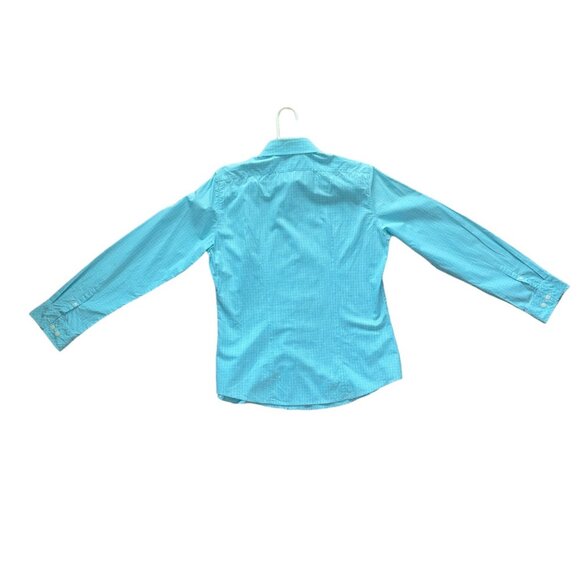 Vintage Lilly Pulitzer Women's LS Button-Up Shirt Size 12 Turquoise Plaid - Picture 2 of 6